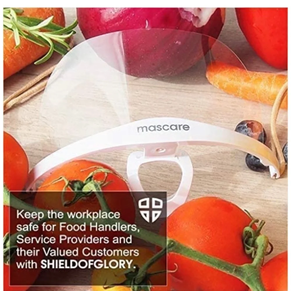 3D food service prep face masks clear open Face chin mouth shield set new